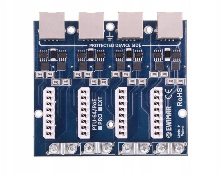 Ewimar PTU-64-ECO/PoE 4 kanalų Gigabit Ethernet LAN viršįtampių ribotuvų modulis