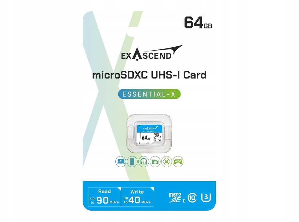 Atminties kortelė ExAscend Essential-X micro SD 64GB (ES064GTFU3MP) kortelė