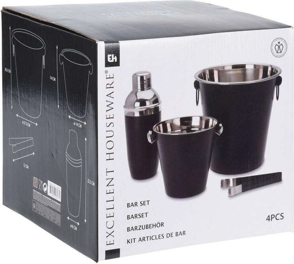 Excellent Houseware Kokteilių gaminimo rinkinys plienas juoda 4 vnt.