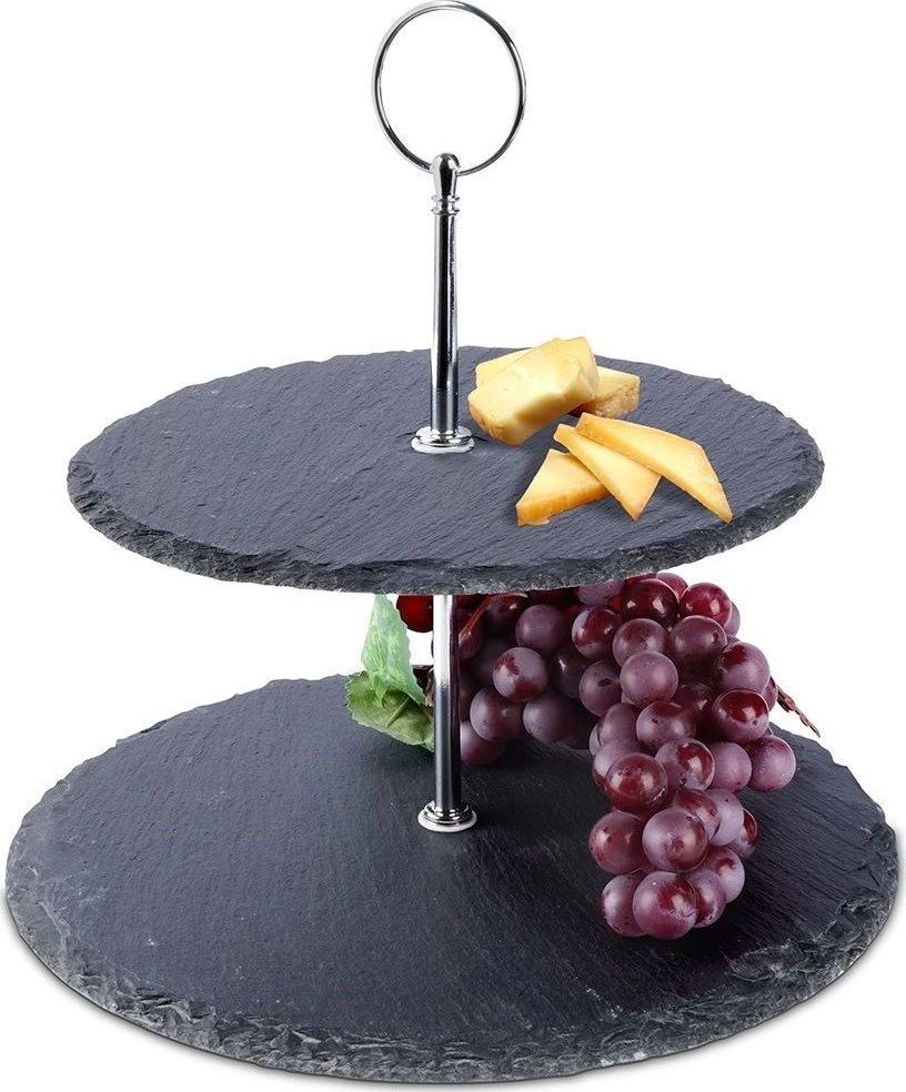 Excellent Houseware Akmens serviravimo lėkštė 2 aukštų 23 cm