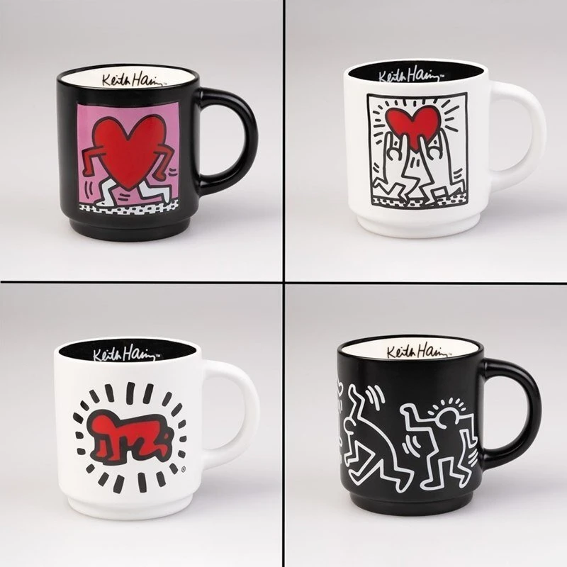 Excellent Houseware Other Brand Keith Haring - Set of 4 ceramic mugs with stand 300 ml