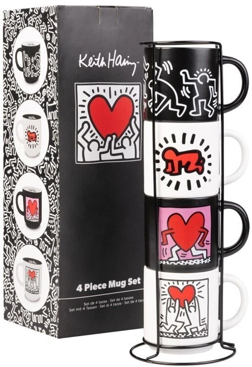 Excellent Houseware Other Brand Keith Haring - Set of 4 ceramic mugs with stand 300 ml