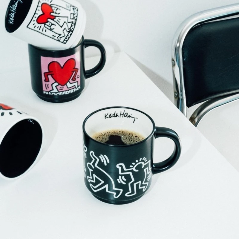 Excellent Houseware Other Brand Keith Haring - Set of 4 ceramic mugs with stand 300 ml