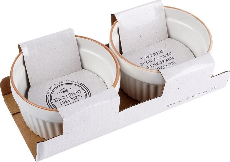 Excellent Houseware Porcelianiniai kepimo indeliai, 10 cm, 200 ml, 2 vnt.