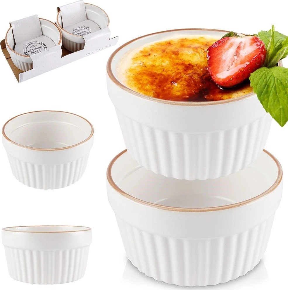 Excellent Houseware Porcelianiniai kepimo indeliai, 10 cm, 200 ml, 2 vnt.