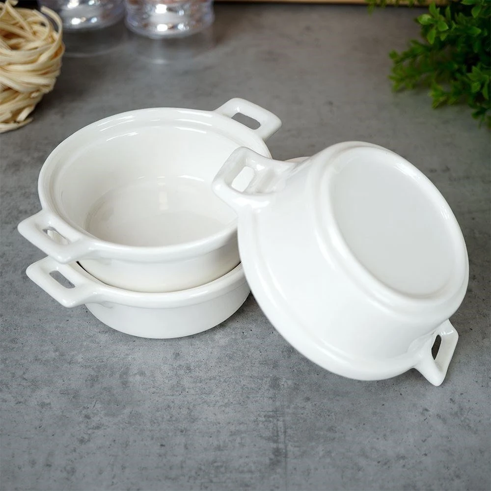 Excellent Houseware Porceliano kepimo indai 130 ml 3 vnt.