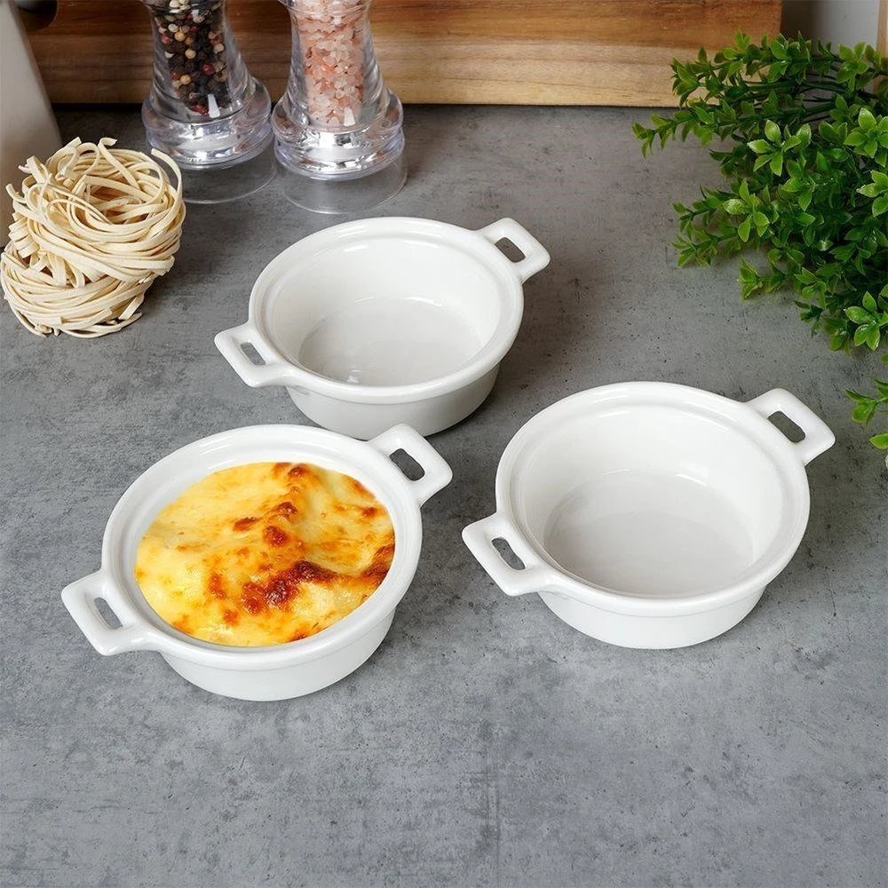 Excellent Houseware Porceliano kepimo indai 130 ml 3 vnt.