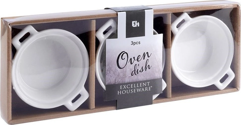Excellent Houseware Porceliano kepimo indai 130 ml 3 vnt.