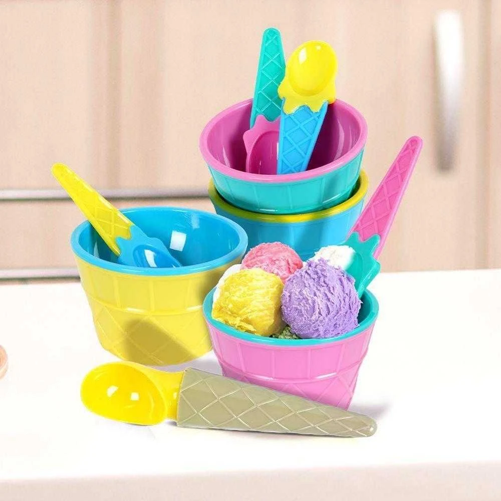 Excellent Houseware Puikūs namų apyvokos reikmenų puodeliai, ledų puodeliai, šaukštai, gałkownica komlektas, 9 dalys