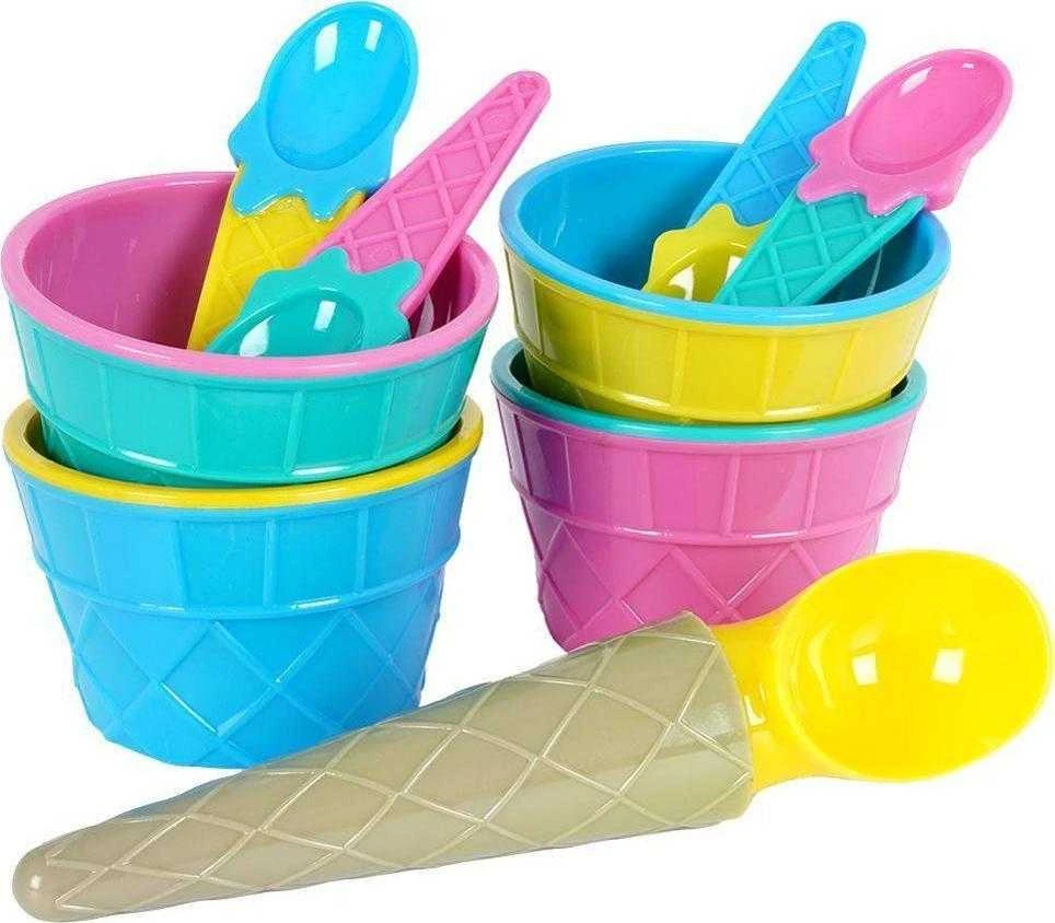 Excellent Houseware Puikūs namų apyvokos reikmenų puodeliai, ledų puodeliai, šaukštai, gałkownica komlektas, 9 dalys