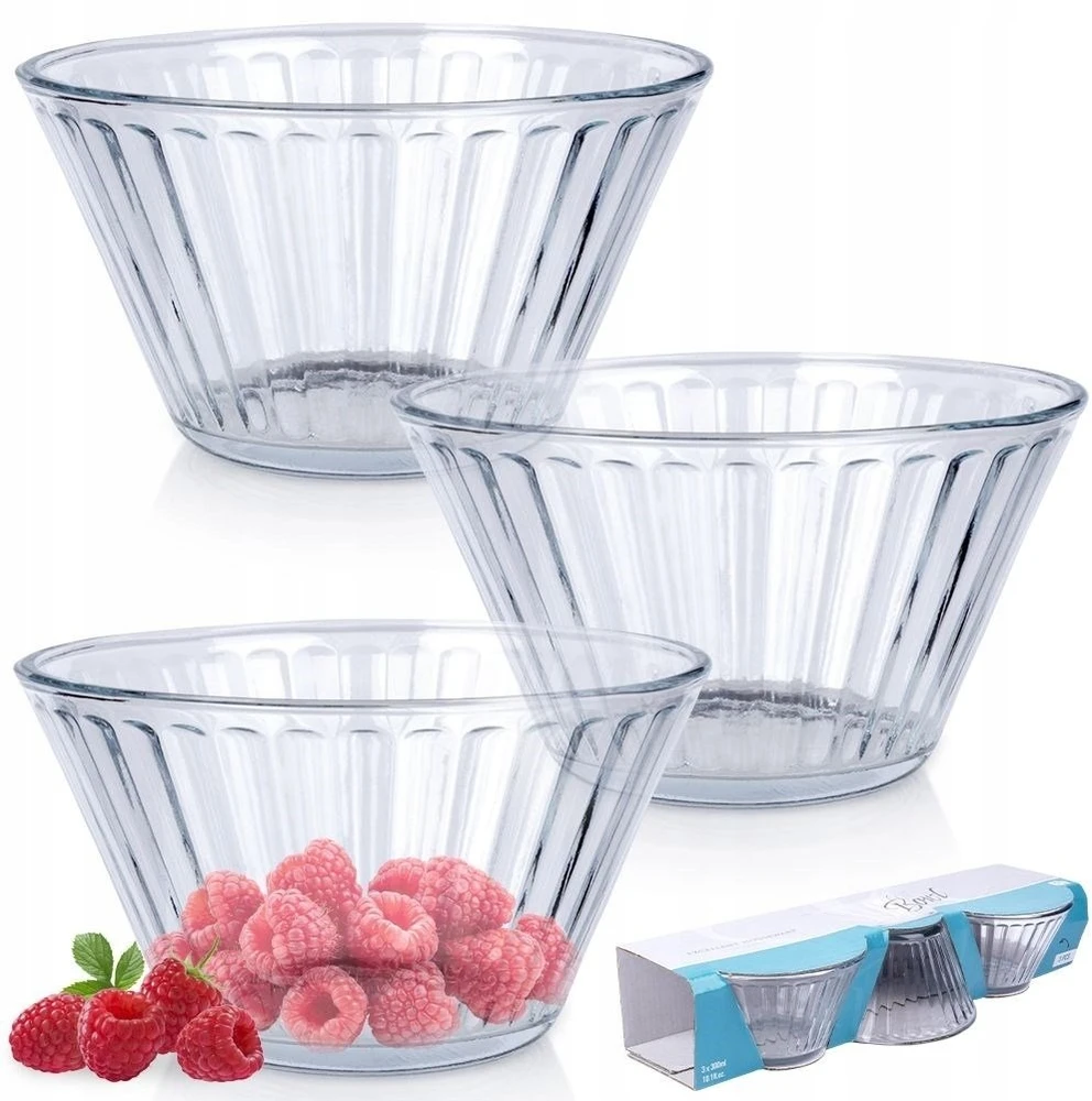 Excellent Houseware Stikliniai dubenėliai 3 vnt. 11,5 cm, 270 ml