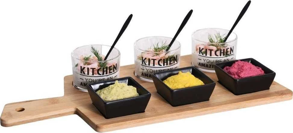 Excellent Houseware PIECES Rinkinys užkandžiams ant bambukinės lentos, 10 vnt