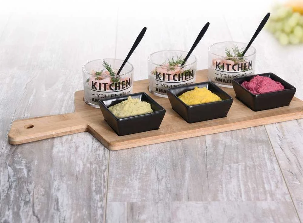 Excellent Houseware PIECES Rinkinys užkandžiams ant bambukinės lentos, 10 vnt