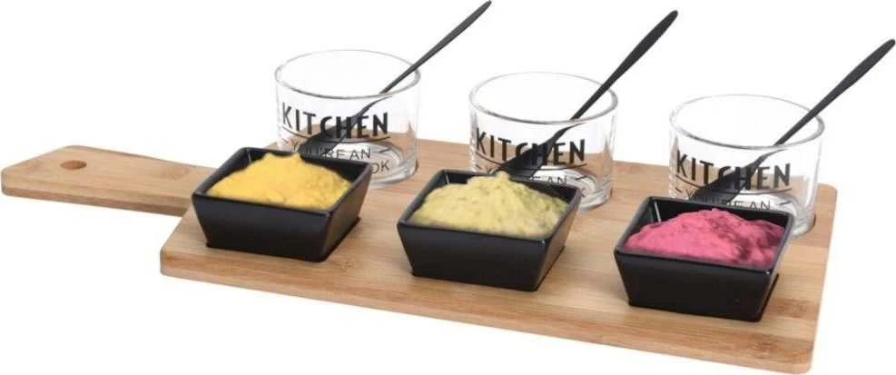 Excellent Houseware PIECES Rinkinys užkandžiams ant bambukinės lentos, 10 vnt