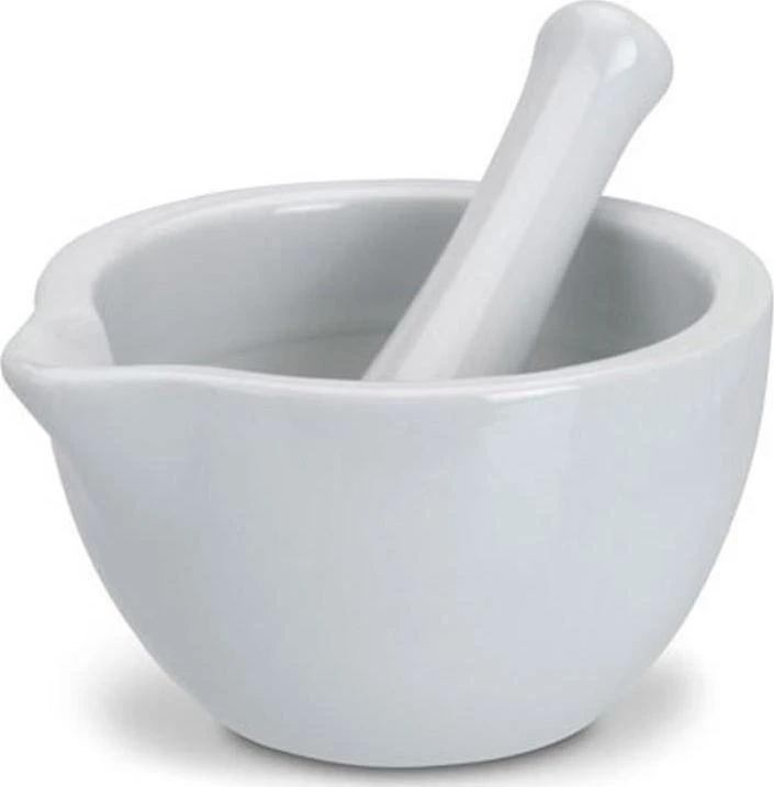 Excellent Houseware Porceliano prieskonių grūstuvė balta - stovėti ir praktiška