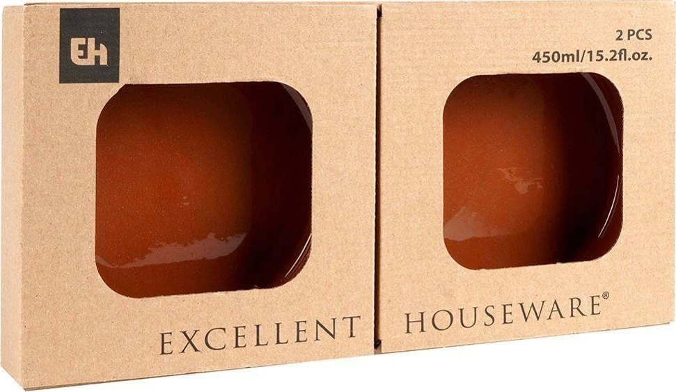 Excellent Houseware Keraminės formelės, 2 vnt., Ø15,5 cm, sudedamos, emaliuotas dugnas, tinka naudoti mikrobangų krosnelėje