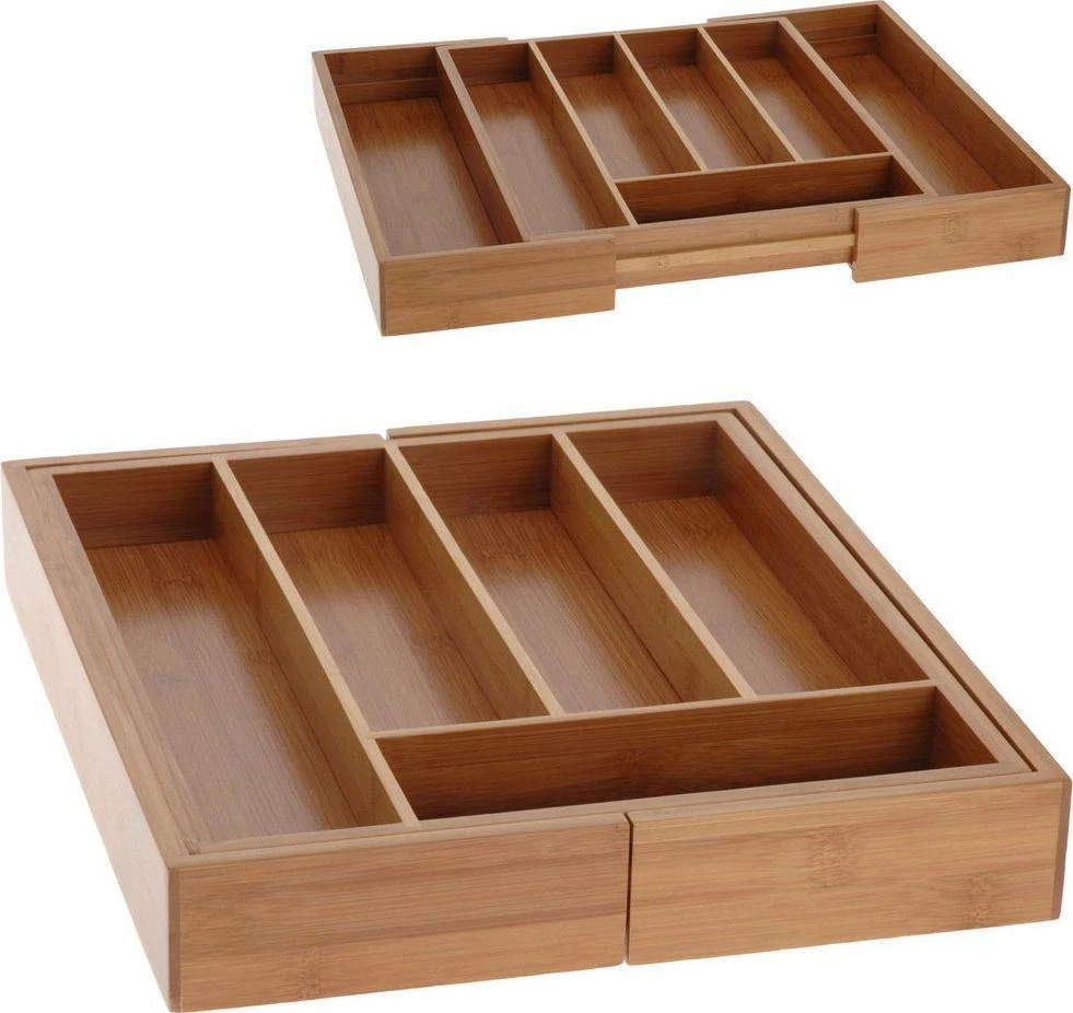 Excellent Houseware Prailginamas stalo įrankių dėklas, bambukas