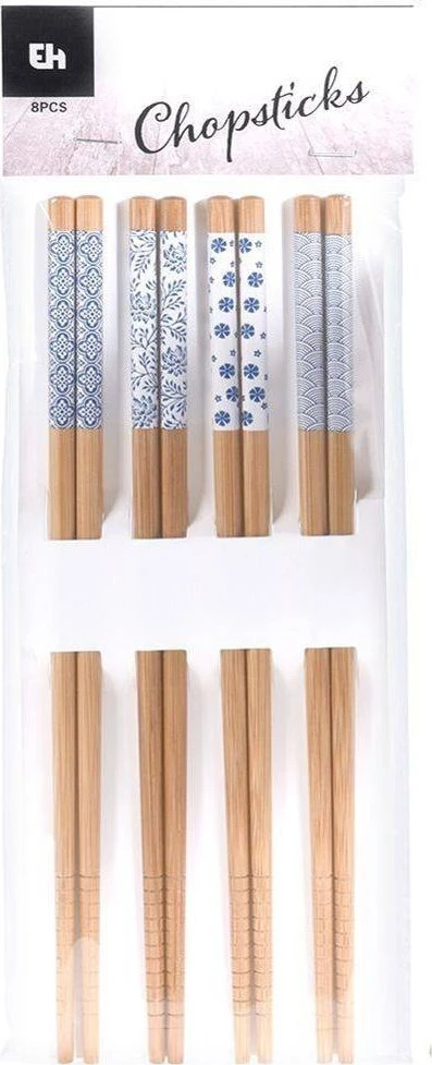 Excellent Houseware Bambukiniai suši lazdeles 24 cm, 8 vnt. dekoruotų