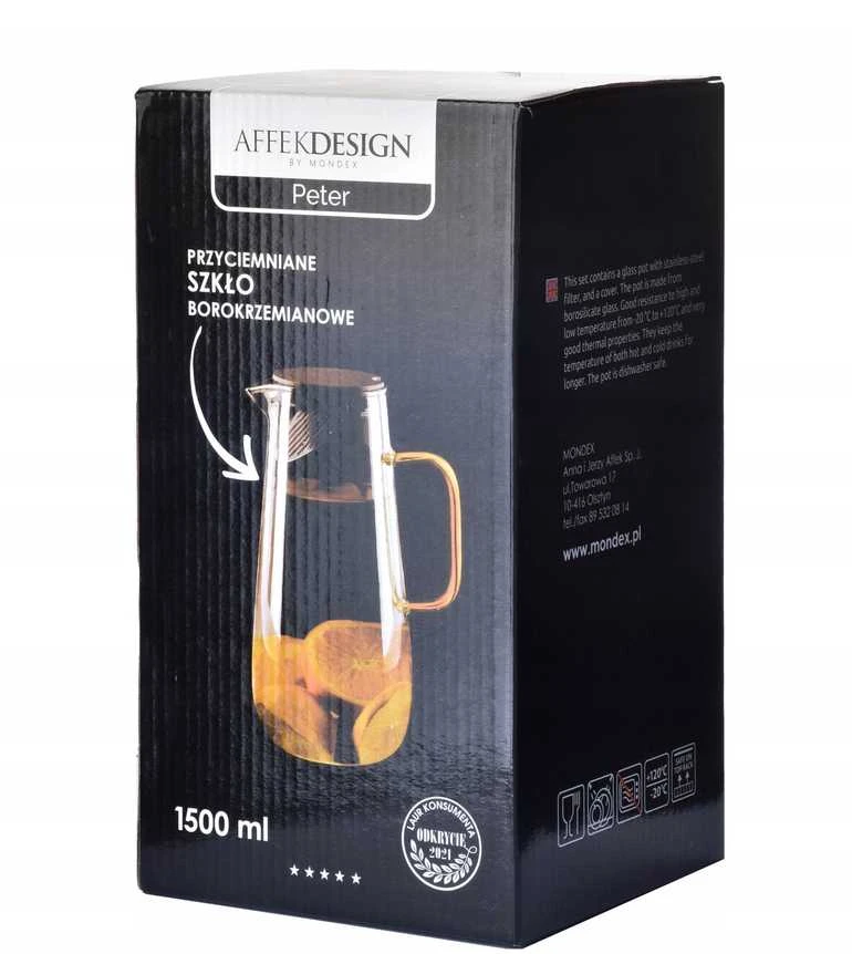 Excellent Houseware Affek Design PETER Dzbanek stiklinis 1,5L pilka