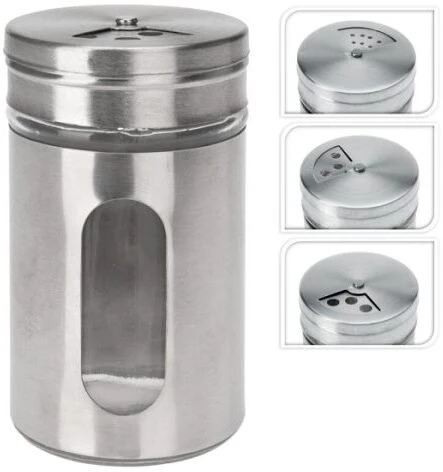 Excellent Houseware Praktinė Prieskonių Dėžutė Stiklinė 100 ml - Prieskonių Barstytuvė - Stiklinė Talpa - Su Daugiasluoksniais Dozavimo Angomis