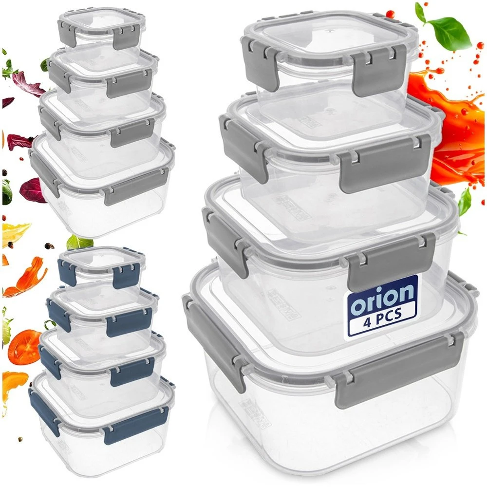 Excellent Houseware Orion Maisto talpyklų rinkinys 4 vnt. Skaidrios, su dangčiais