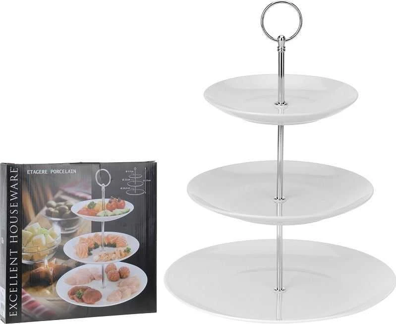 3 aukštų torto stovas Excellent Houseware KO-628900040, balto porceliano