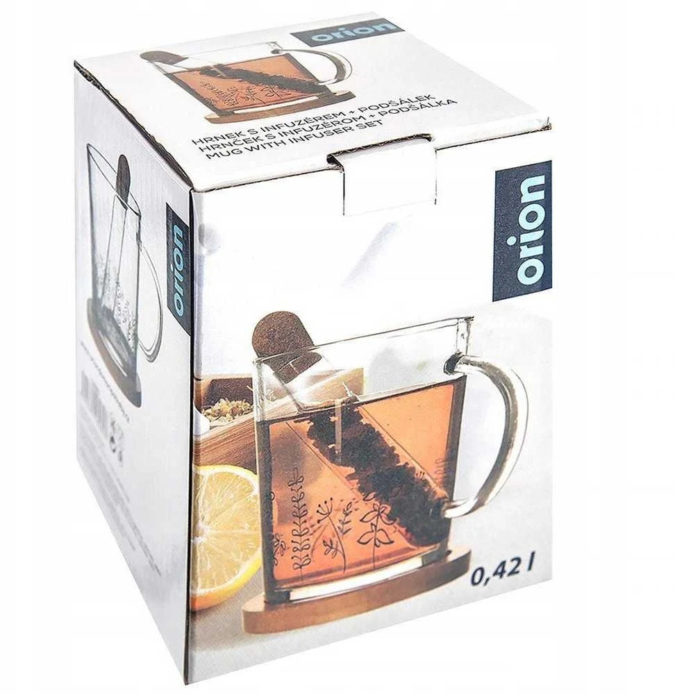 Excellent Houseware Puodelis iš stiklo 420ml su filtru iš stiklo,Flowers
