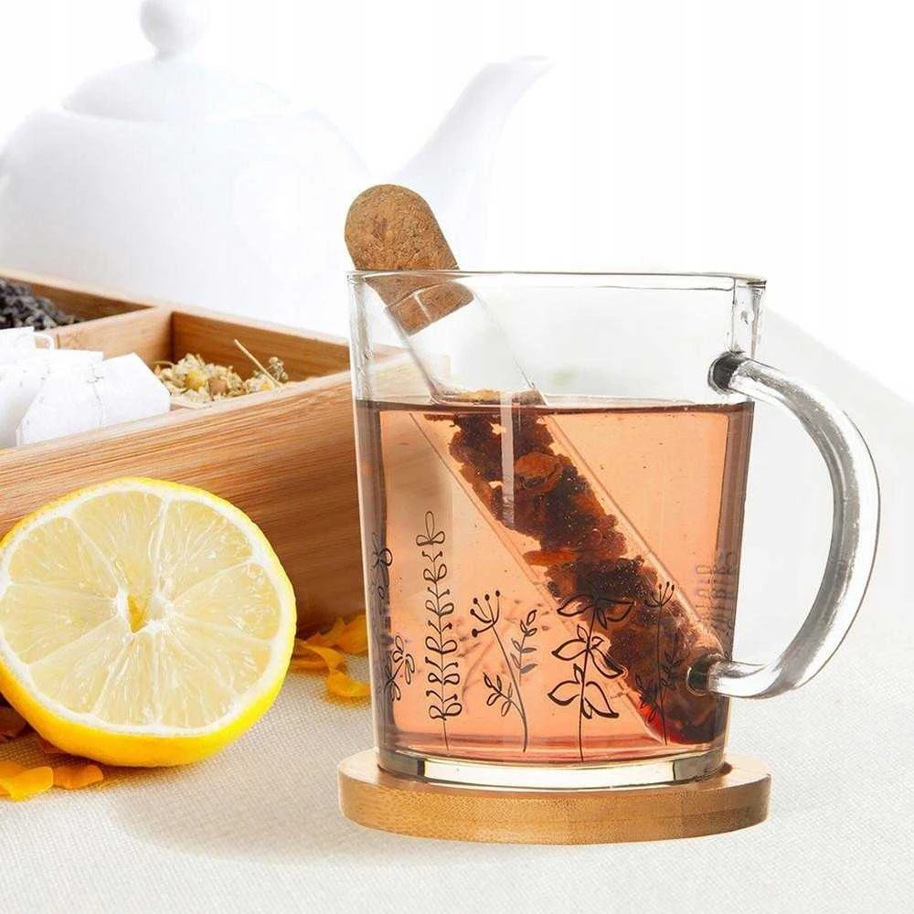 Excellent Houseware Puodelis iš stiklo 420ml su filtru iš stiklo,Flowers