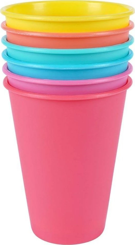 Excellent Houseware Plastikiniai puodeliai 400 ml 6 vnt. įvairių spalvų