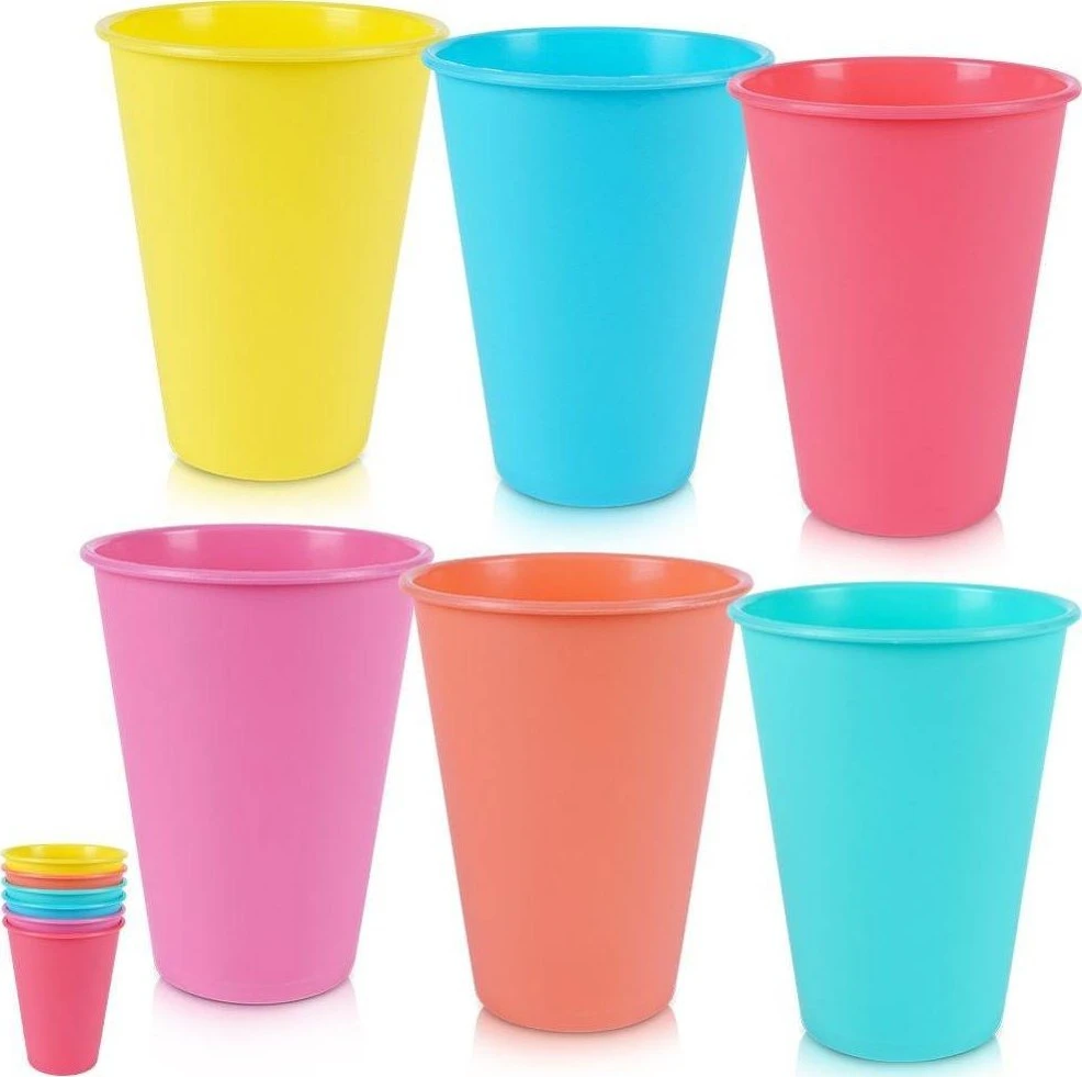 Excellent Houseware Plastikiniai puodeliai 400 ml 6 vnt. įvairių spalvų