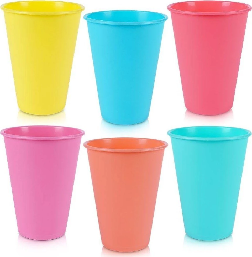 Excellent Houseware Plastikiniai puodeliai 400 ml 6 vnt. įvairių spalvų