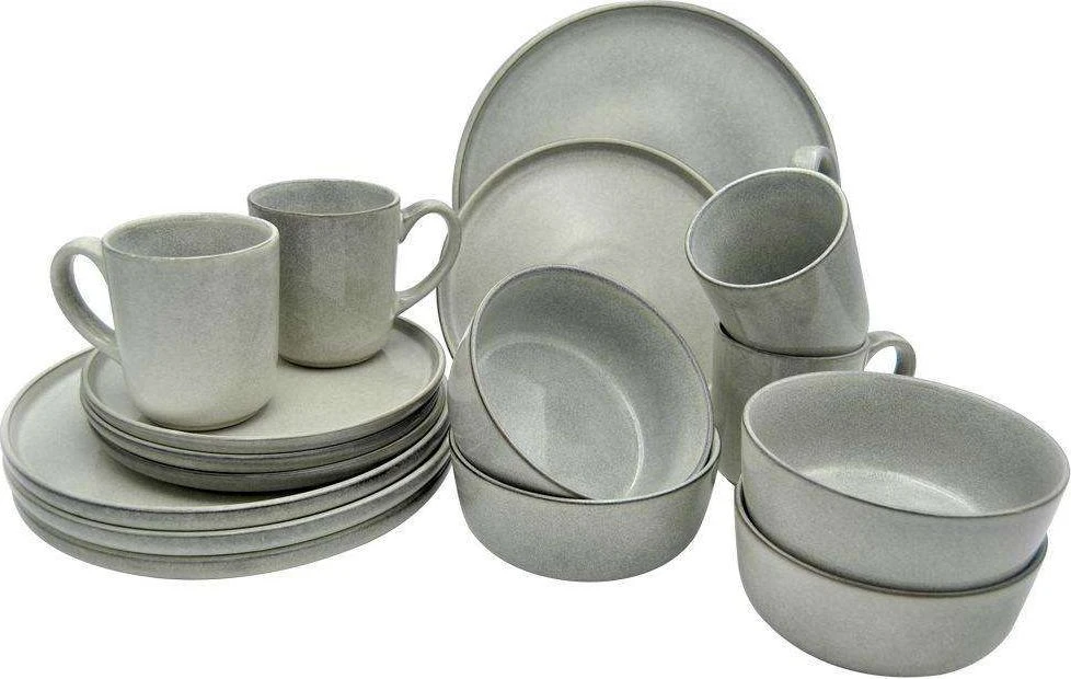 Excellent Houseware Rinkinys pietų servizas, dubuo, lėkštė, lėkštė, puodelis, 16 dalių