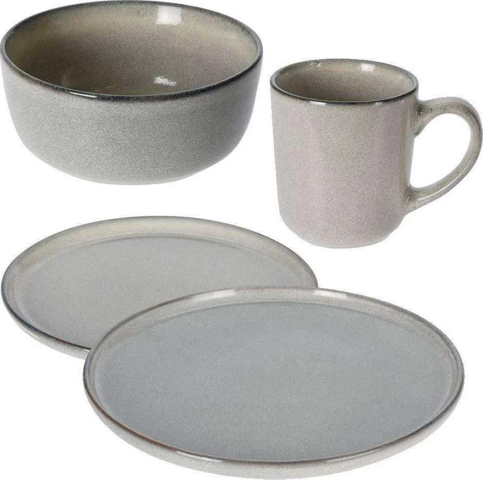 Excellent Houseware Rinkinys pietų servizas, dubuo, lėkštė, lėkštė, puodelis, 16 dalių