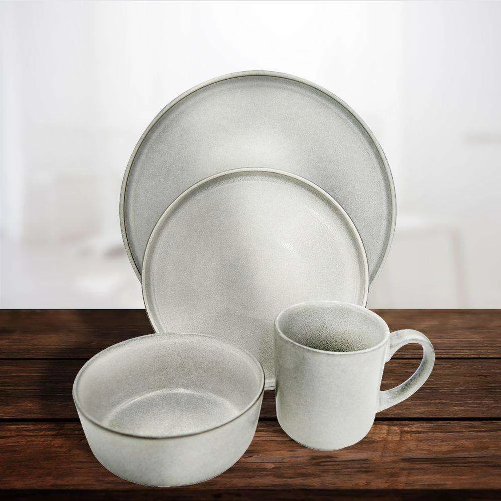 Excellent Houseware Rinkinys pietų servizas, dubuo, lėkštė, lėkštė, puodelis, 16 dalių