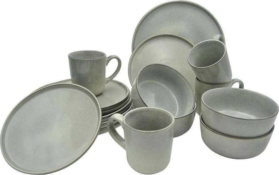 Excellent Houseware Rinkinys pietų servizas, dubuo, lėkštė, lėkštė, puodelis, 16 dalių