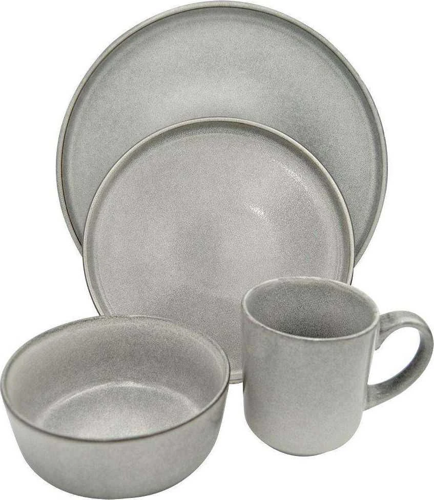 Excellent Houseware Rinkinys pietų servizas, dubuo, lėkštė, lėkštė, puodelis, 16 dalių