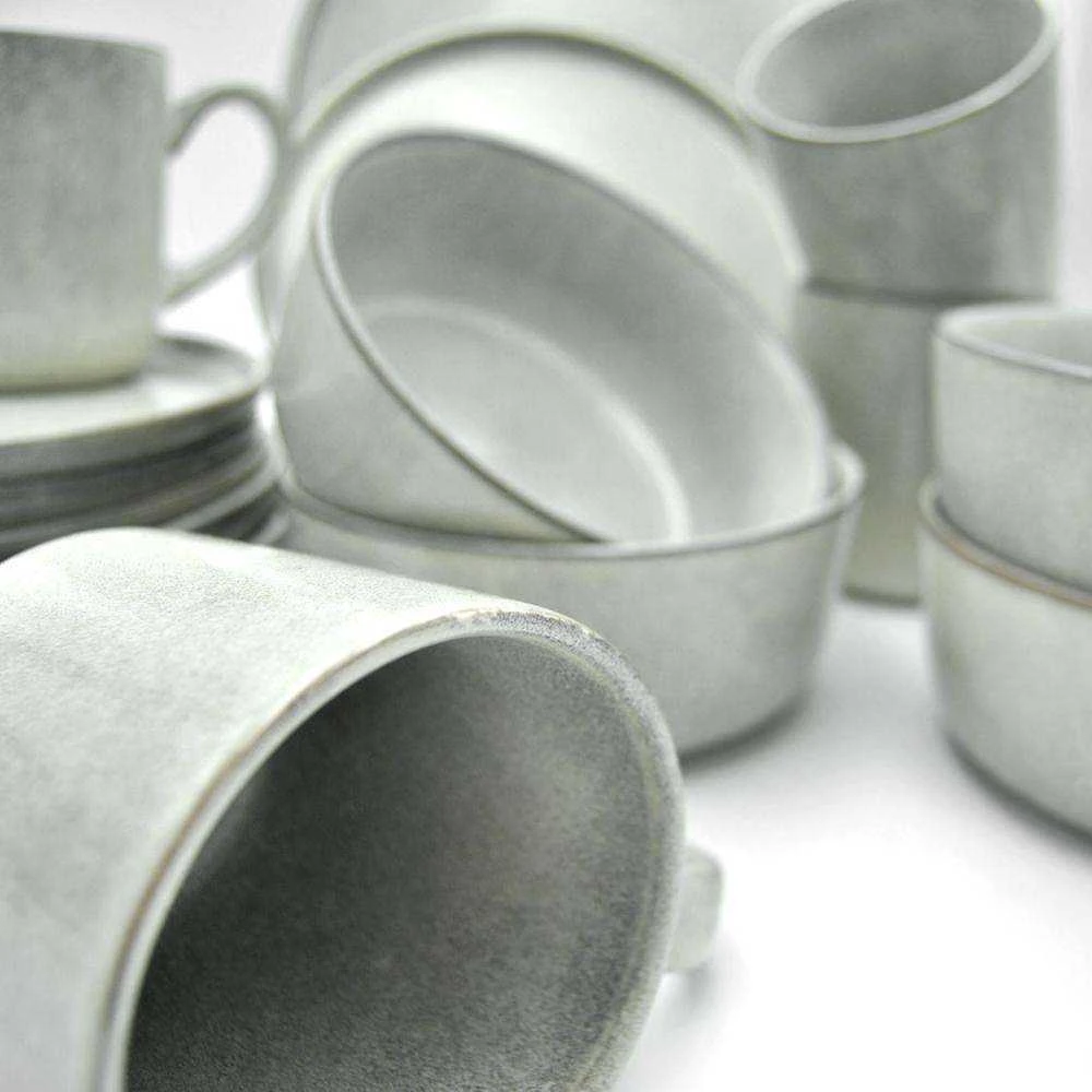 Excellent Houseware Rinkinys pietų servizas, dubuo, lėkštė, lėkštė, puodelis, 16 dalių