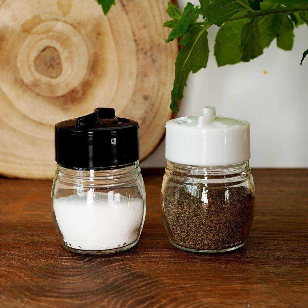Excellent Houseware Stiklinė druskinė ir pipirinė 2 vnt. - 75 ml, su reguliuojamais angomis