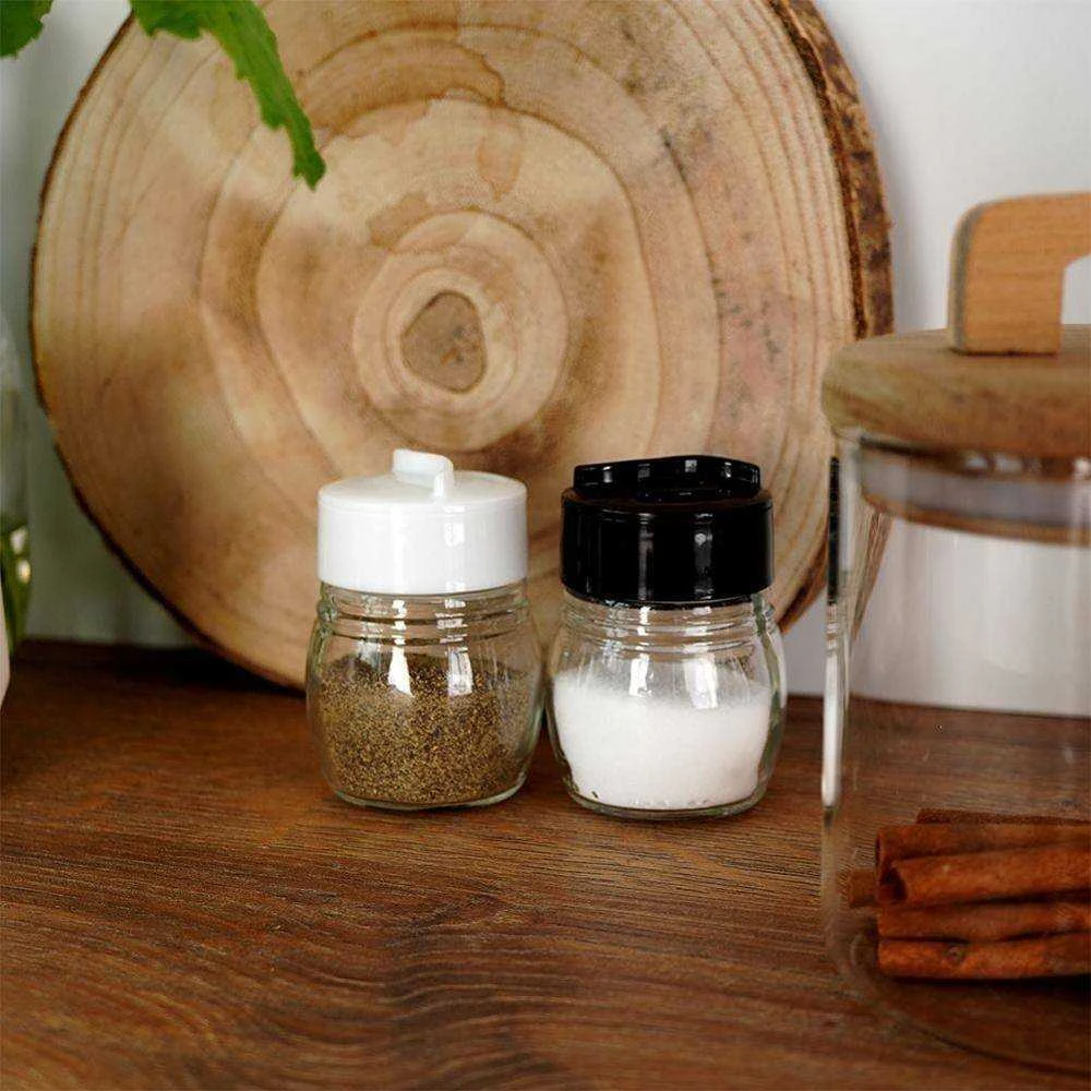 Excellent Houseware Stiklinė druskinė ir pipirinė 2 vnt. - 75 ml, su reguliuojamais angomis