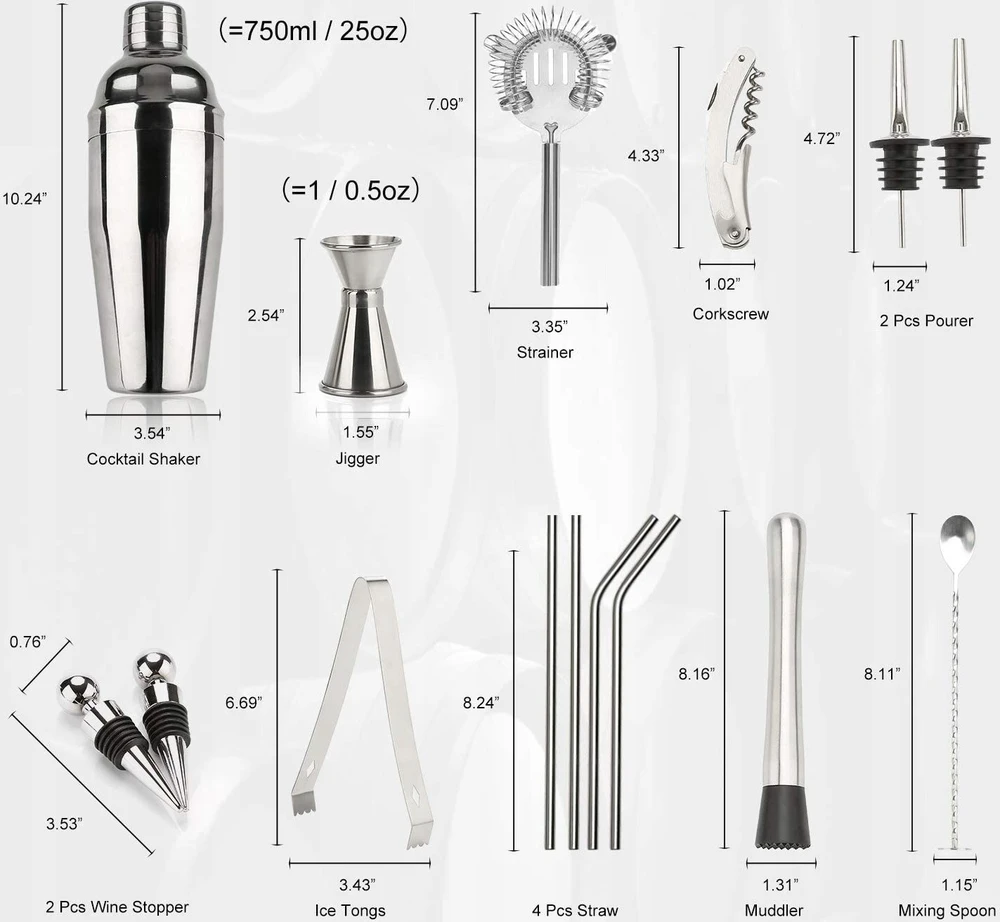 Excellent Houseware Steel Plaktuvas kokteiliams ir gėrimams – plieno