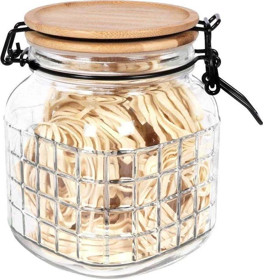 Excellent Houseware Stiklainiai su užspaudžiamais dangteliais stiklinis 1,1 l