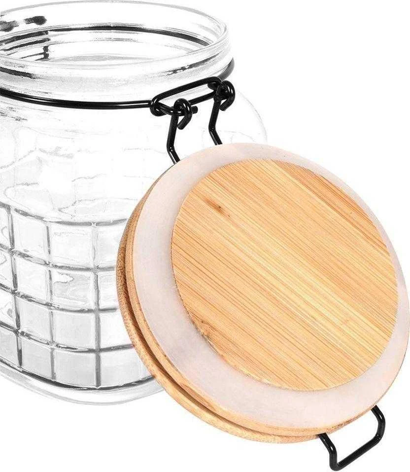 Excellent Houseware Stiklainiai su užspaudžiamais dangteliais stiklinis 1,1 l
