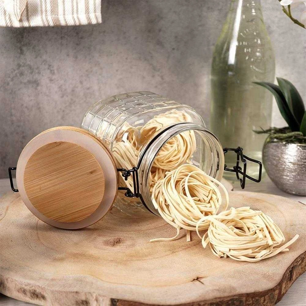 Excellent Houseware Stiklainiai su užspaudžiamais dangteliais stiklinis 1,1 l