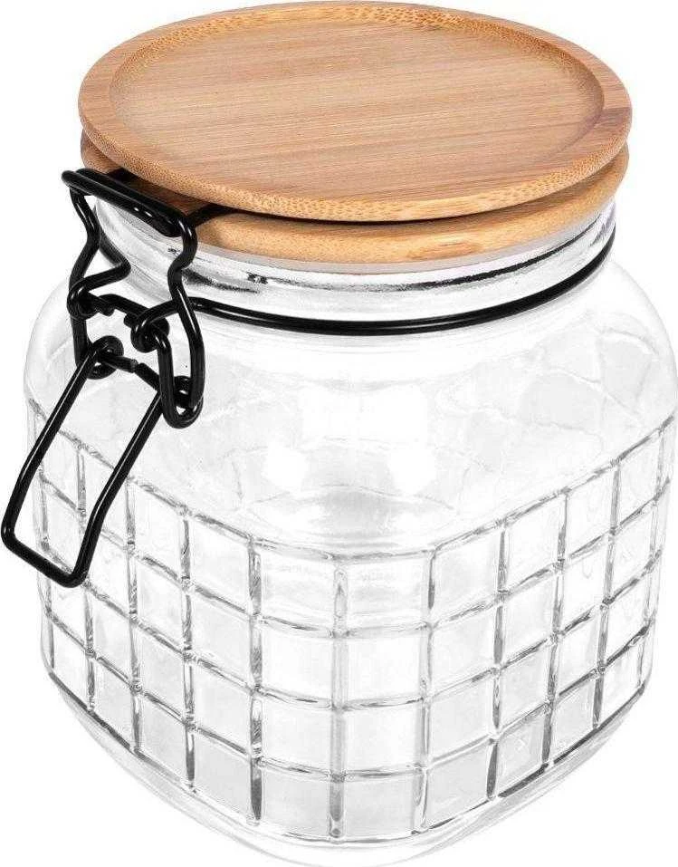 Excellent Houseware Stiklainiai su užspaudžiamais dangteliais stiklinis 1,1 l