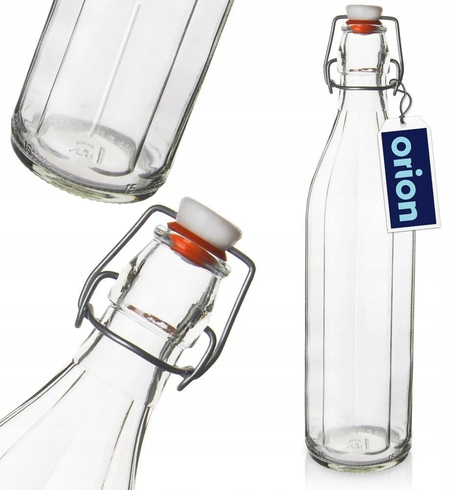 Excellent Houseware Orion Buteliukas stiklena 1 L su klipsem