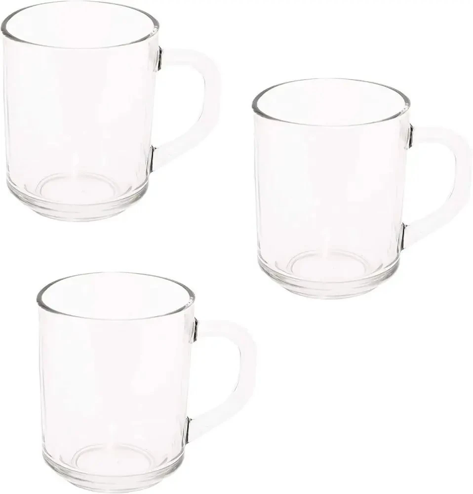 Excellent Houseware Praktinės stiklinės gėrimams su rankena, 230 ml, 3 vnt.