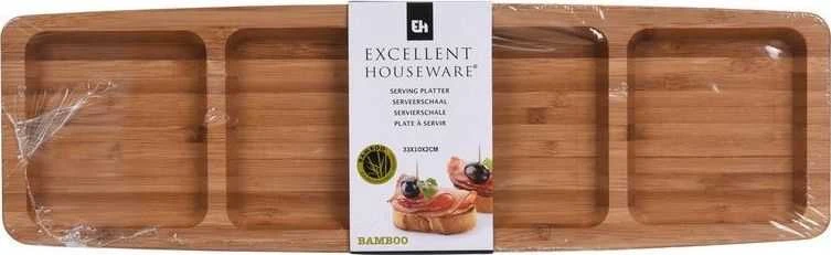 Mondex Excellent Houseware Taca talerz do serwowania bambusowy 33x10 cm universalus