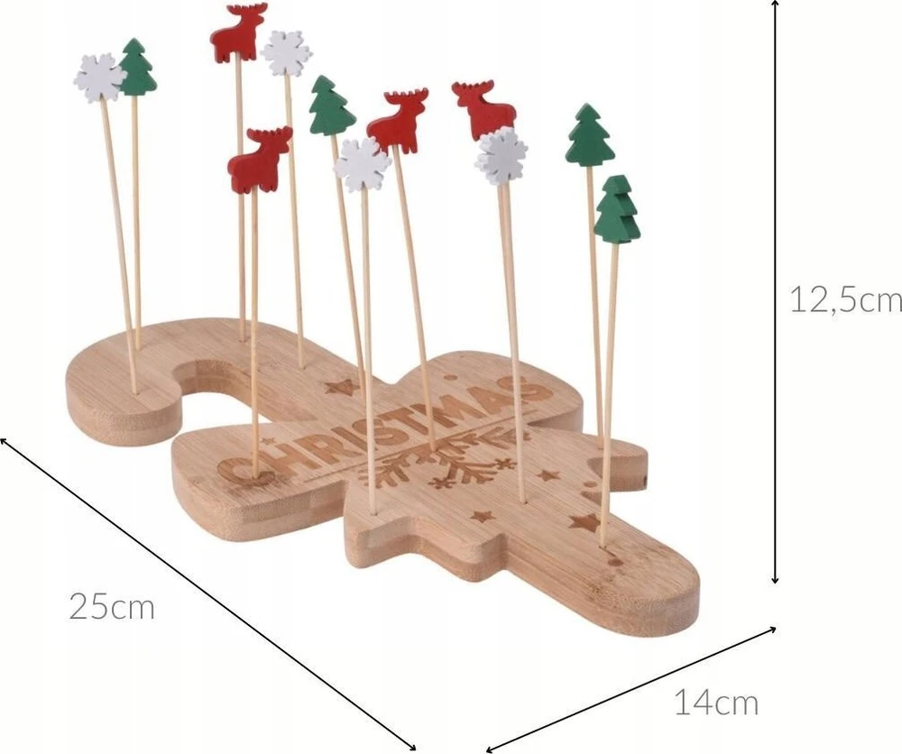 Excellent Houseware Serviravimo padėklas su dantų krapštukais, kalėdinis motyvas