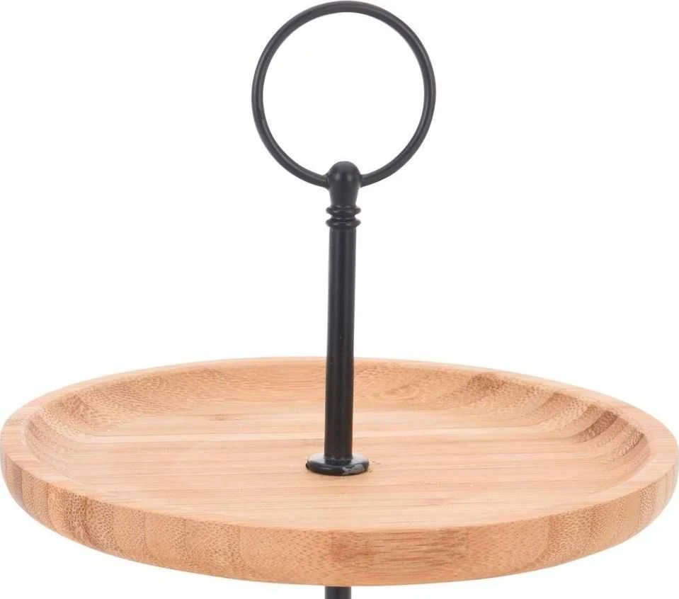 Excellent Houseware Bamboo Serviravimo Lėkštė 2 Aukštų 24 cm