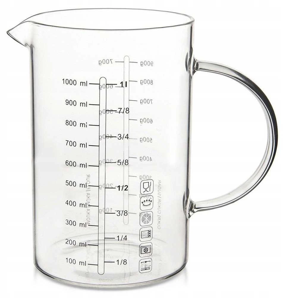 Excellent Houseware Küchenmessbecher Messbecher Messkanne aus Glas 1 L